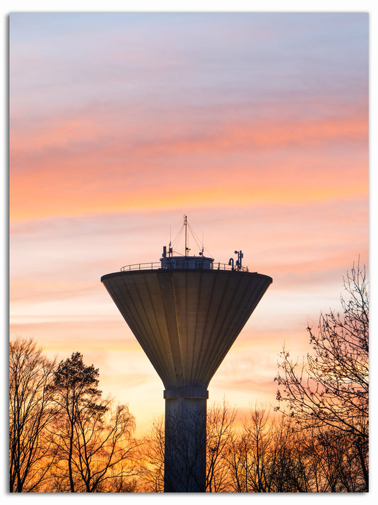 Solnedgång över Kävlinge vattentorn